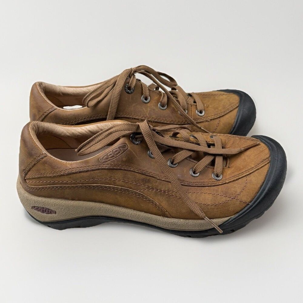 KEEN Toyah Womens‎ 7.5 Brown Leather Hiking Walking Lace Up Shoes